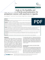 An Exploratory Study On The Feasibility and Appropriateness of Family Psychoeducation For Postpartum Women With Psychosis in Uganda