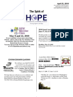 Apr 25 2010 Spirit of Hope Newsletter, Hope Evangelical Lutheran Church