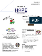 May 9 2010 Spirit of Hope Newsletter, Hope Evangelical Lutheran Church