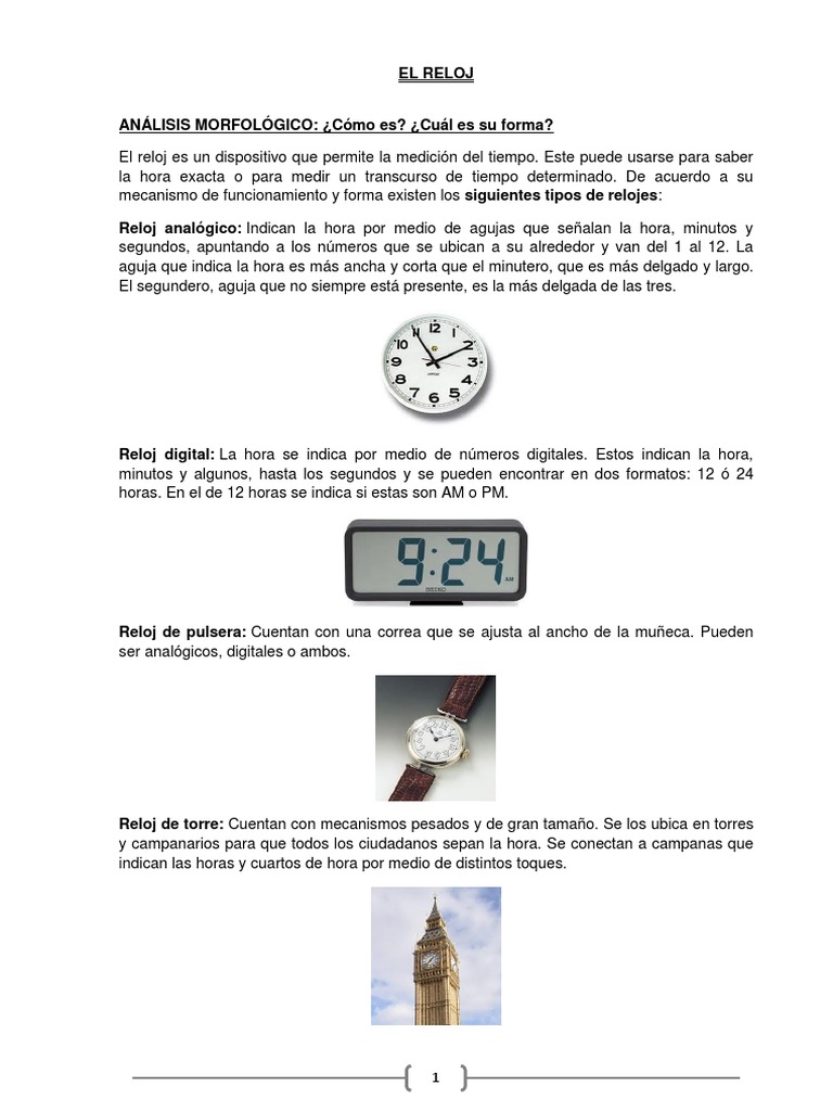 Regreso luces Envío Clase Especial El Reloj | PDF | Reloj | Naturaleza