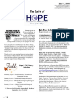 Jul 11 2010 Spirit of Hope Newsletter, Hope Evangelical Lutheran Church