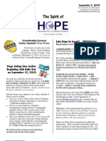 Sep 5 2010 Spirit of Hope Newsletter, Hope Evangelical Lutheran Church