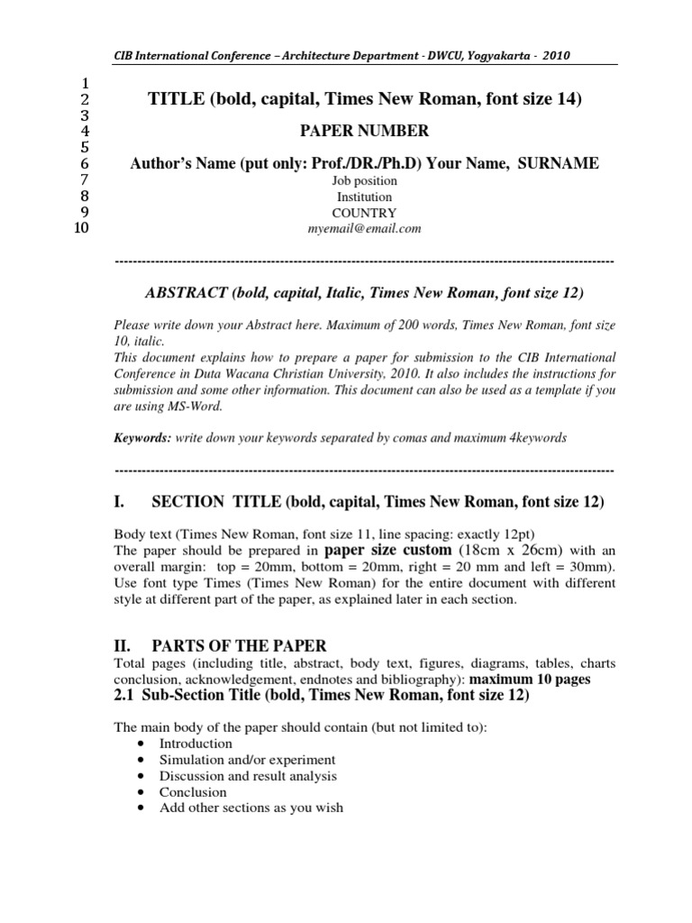 Times New Roman Font 12 Times New Roman, Twelve Point Font, Double