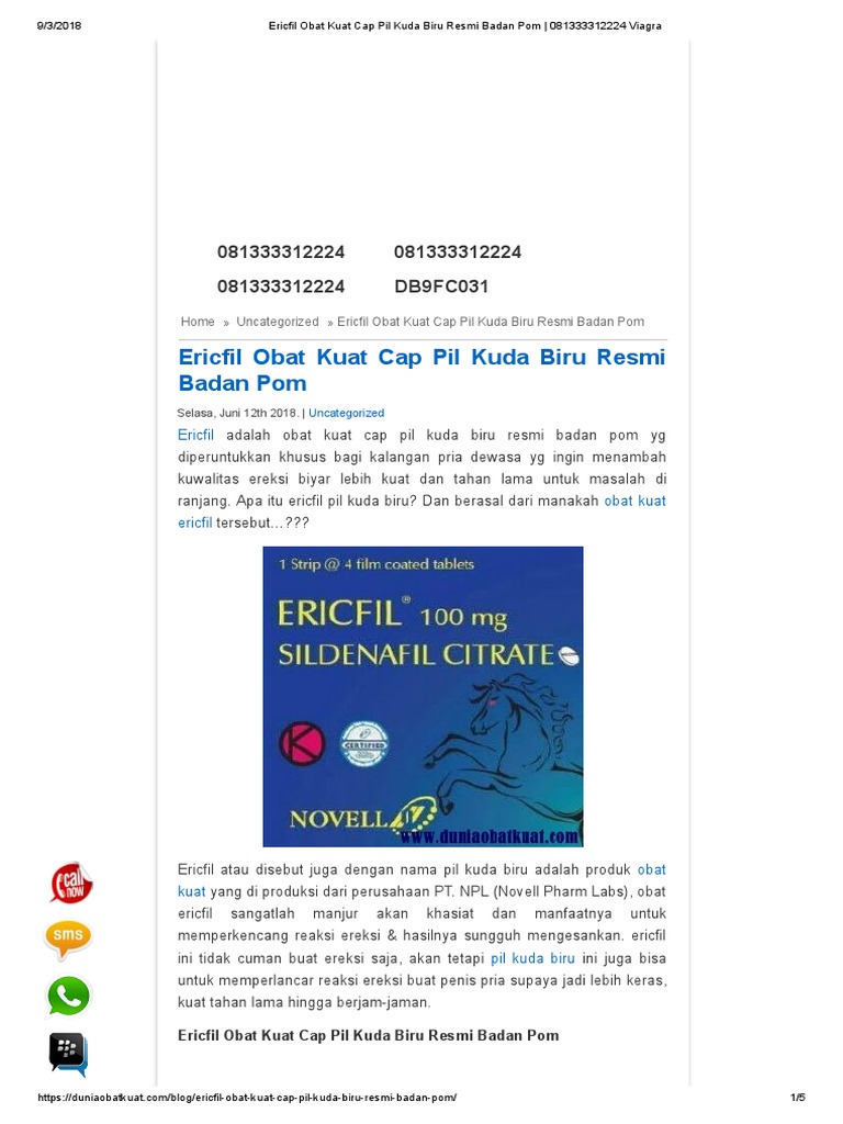 Ericfil Obat Kuat Cap Pil Kuda Biru 081333312224 Resmi Badan Pom Pdf