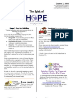 Oct 3 2010 Spirit of Hope Newsletter, Hope Evangelical Lutheran Church