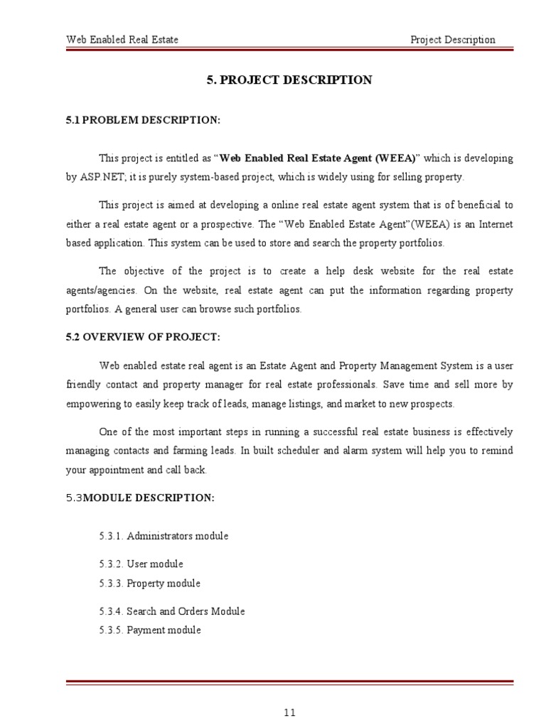 5.Project Description Estate Agent Real Estate Broker