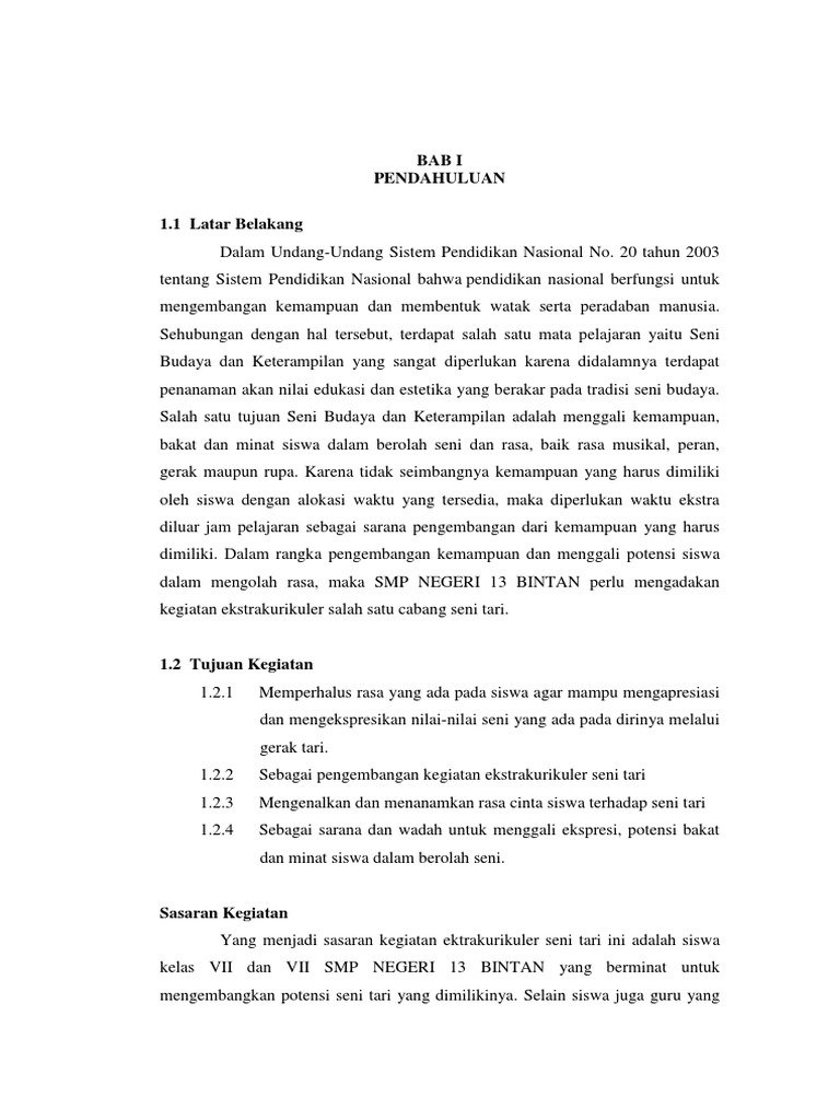 Program Kerja Ekskul Tari Pdf