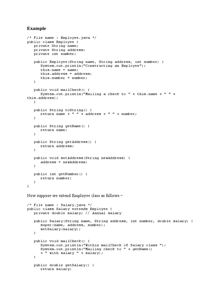 Java Employee Salary Class Inheritance Example | PDF