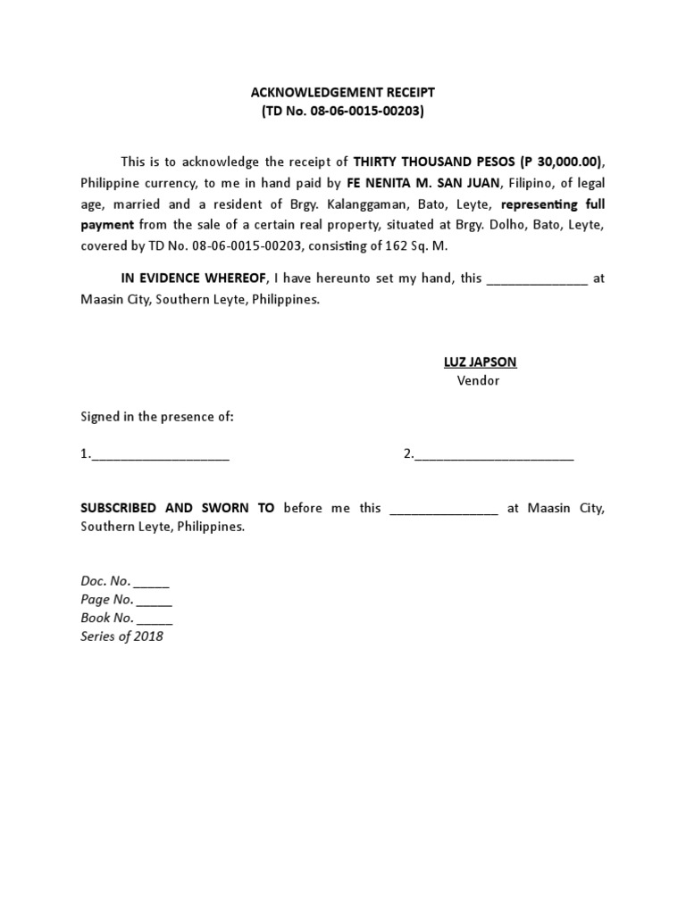 acknowledgement receipt pdf