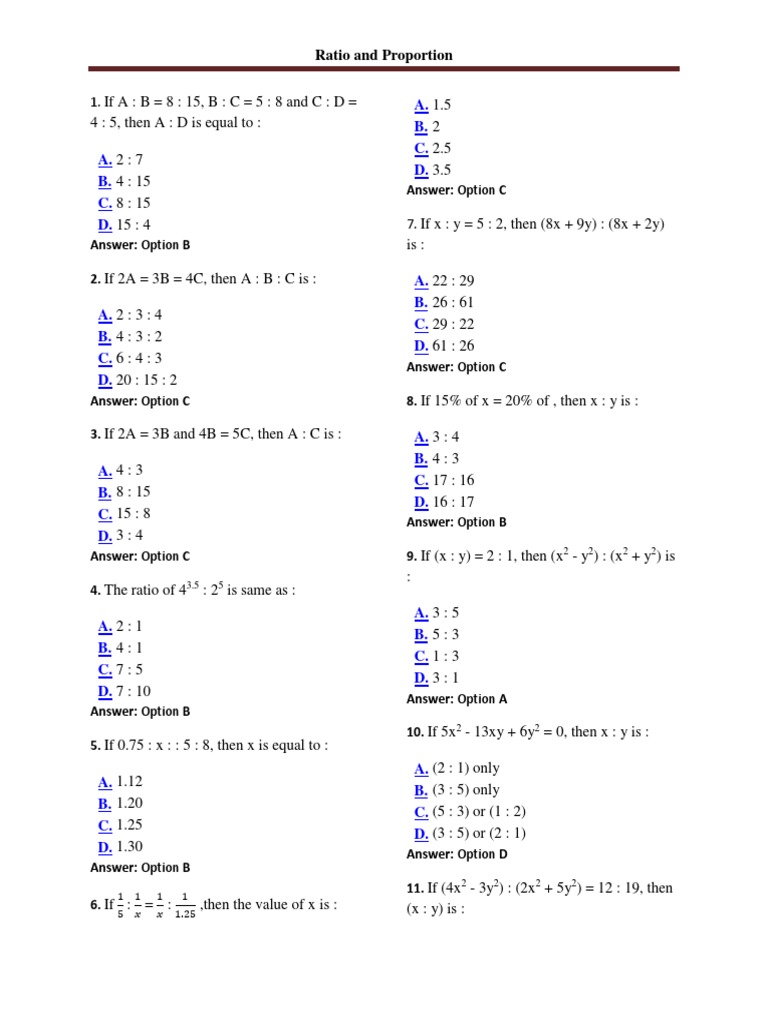 Ratio And Proportion s Ratio Tin