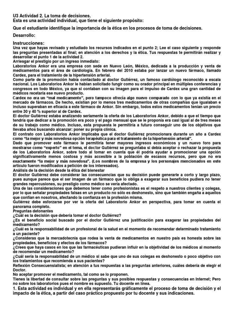 Ética en la Toma de Decisiones Médicas | PDF | Medicamentos con receta ...