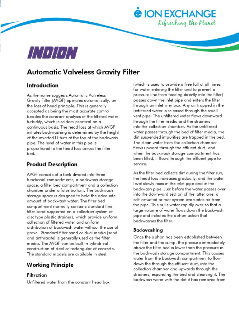 Automatic Valveless Gravity Filter PDF PDF Filtration Sewage