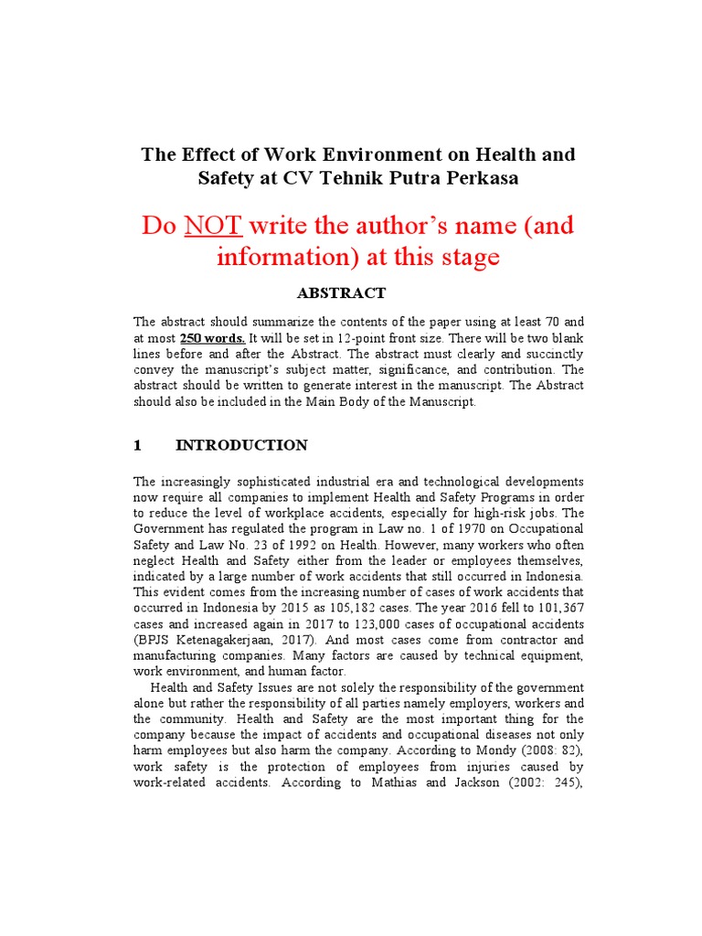 Work Environment Impact on Health & Safety | PDF | Coefficient Of ...