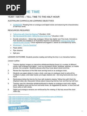 Telling the Time Lesson Plan
