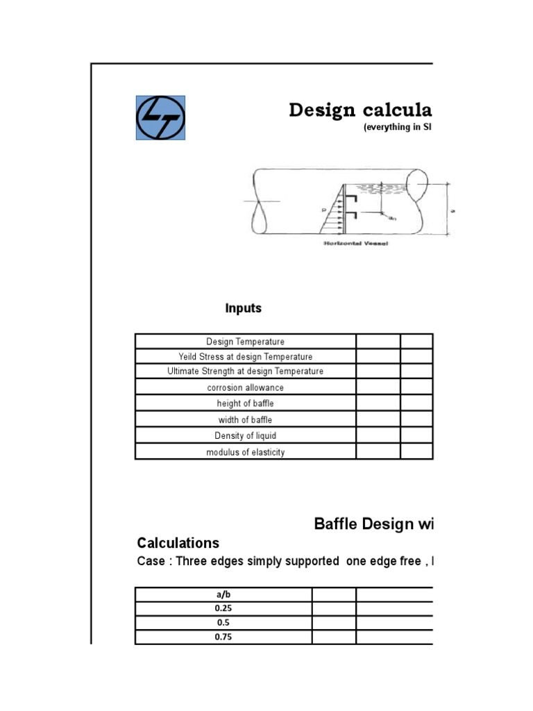 BAFFLE THICKNESS CALCULATION Thermal Expansion Solid Mechanics
