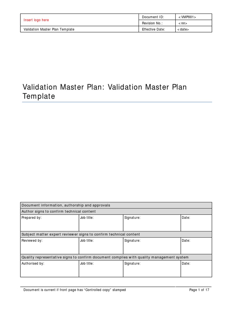 Validation Master Plan Template Guide | PDF | Verification And ...