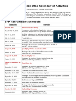 BFP Recruitment 2018 Calendar of Activities