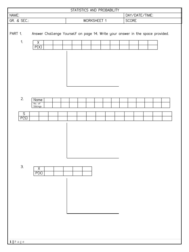 Statistics and Probability Name: Day/Date/Time: GR. & SEC.: Worksheet 1 ...
