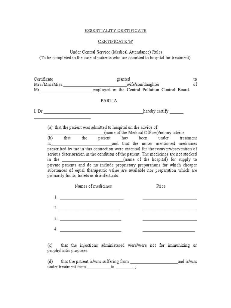 Proforma For Claiming Refund of Medical Expenses 1 Split 2 PDF