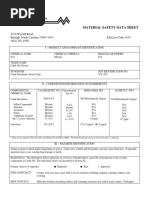 Material Safety Data Sheet: 2710 Wycliff Road Raleigh, North Carolina 27607-3033 Effective Date: 8-07 (919) 781-4550