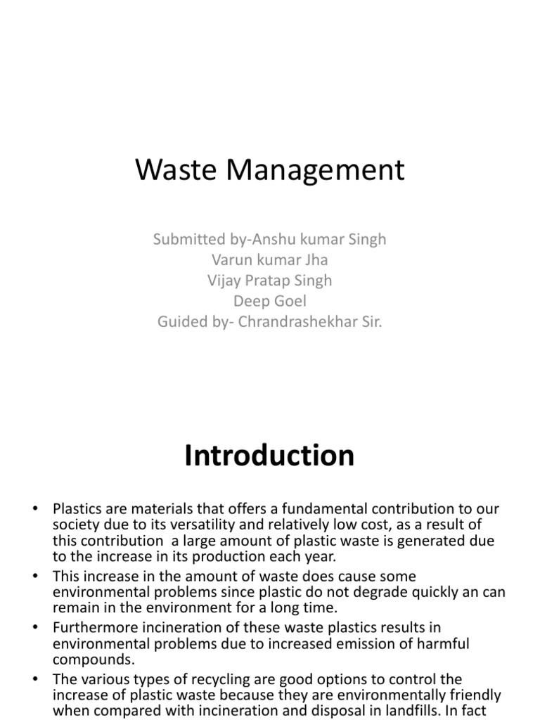 Effective Plastic Waste Management Techniques | PDF | Waste Management ...