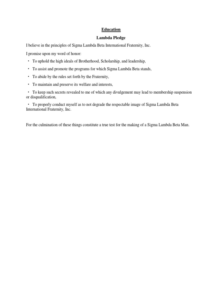 Sigma Lambda Beta Pledge Overview | PDF | Self-Improvement