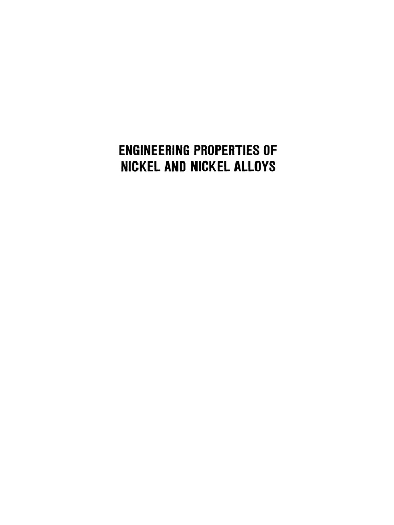 Engineering Properties of Nickel and Nickel Alloys PDF Nickel Cobalt
