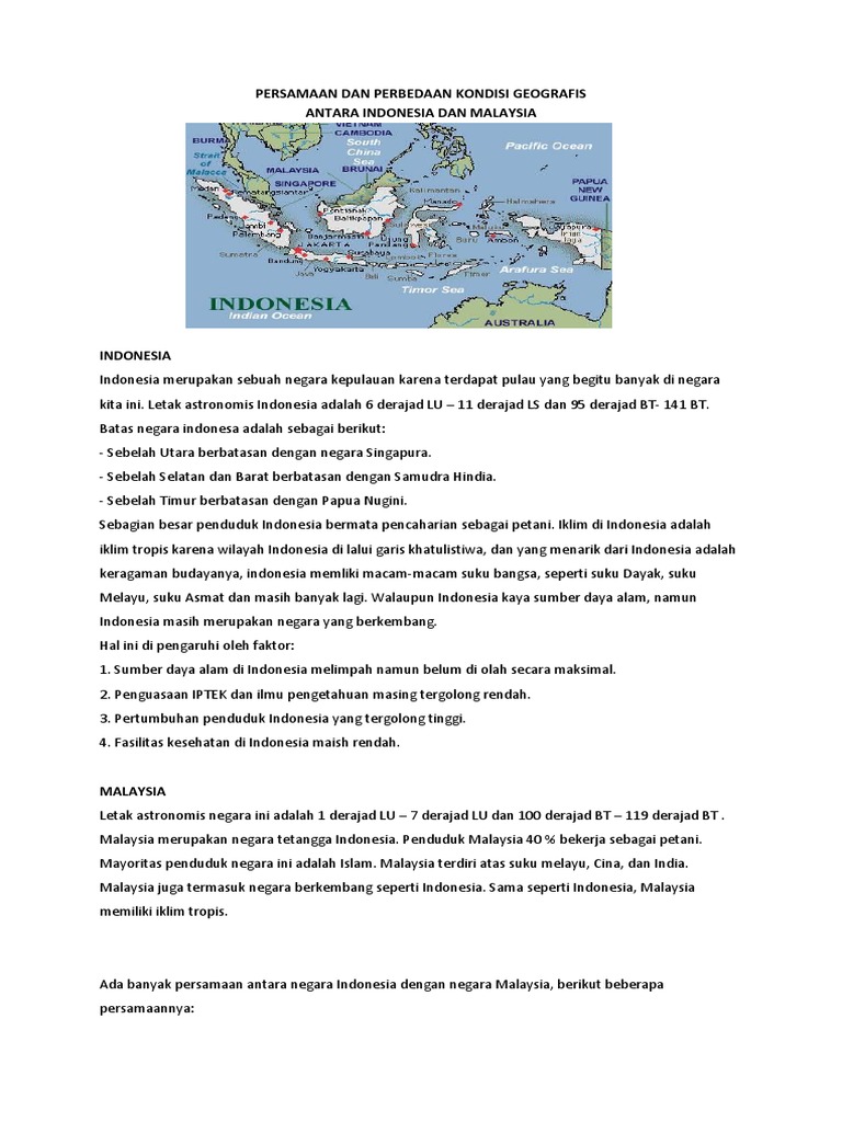 Tugas Arkan Persamaan Dan Perbedaan Kondisi Geografis Docx