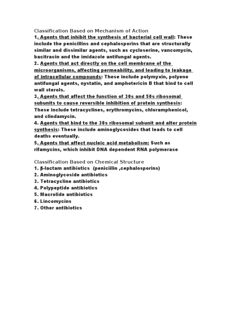 Antibiotic Classification Overview | PDF