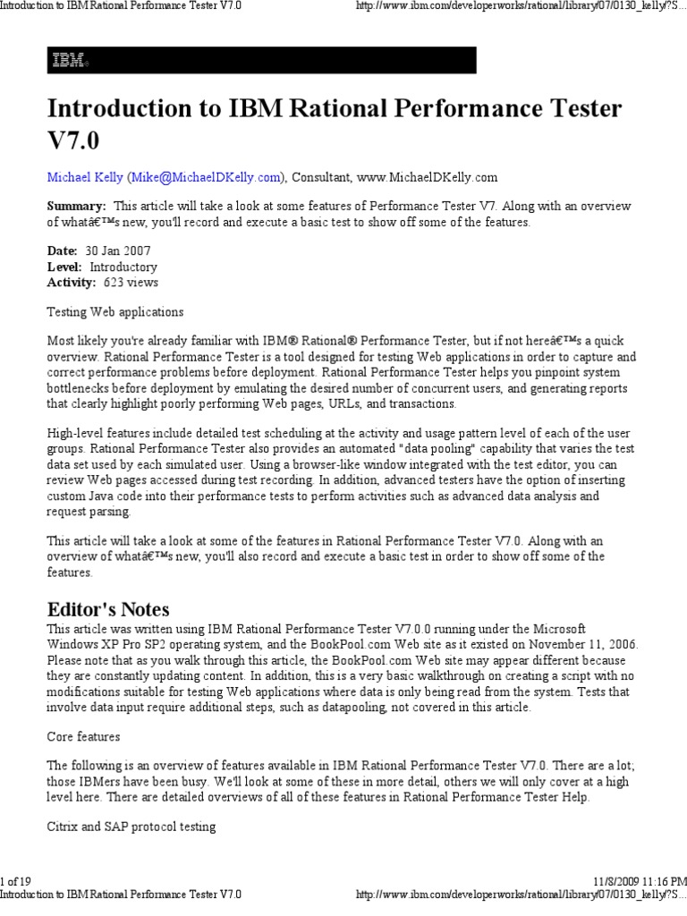 Introduction To IBM Rational Performance Tester V7.0 PDF Public Key