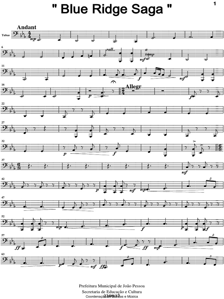 ● 吹奏楽楽譜 Swearingen / Blue Ridge Saga Swearingen - Blue Ridge Saga [Score](Mobile friendly) - YouTube