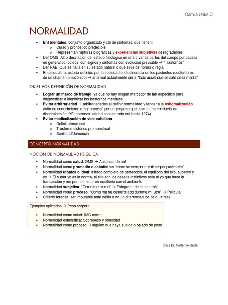 Definición y Conceptos de Normalidad Mental | PDF