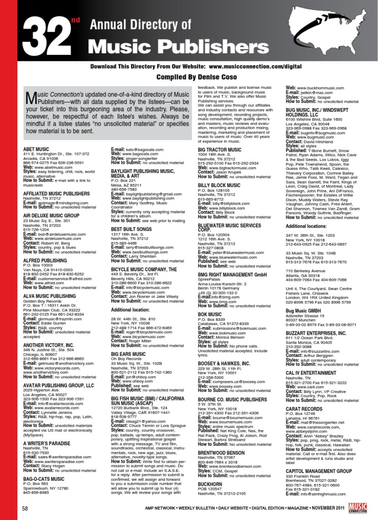 2011 Music Directory | PDF | Country Music | Performing Arts