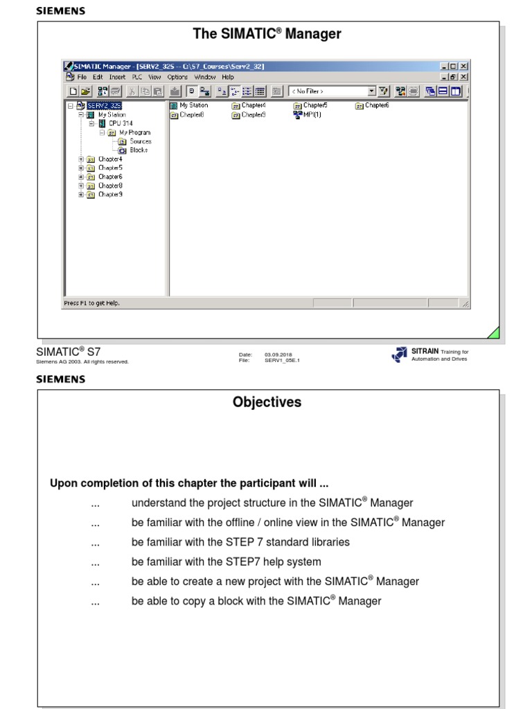 SERV1 04e SIMATICManager | PDF | Online And Offline | Automation