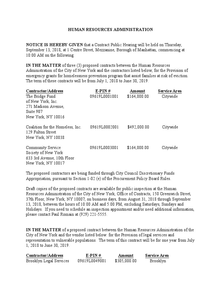 14 Notices Hra 9 13 18 New York City Legal Aid