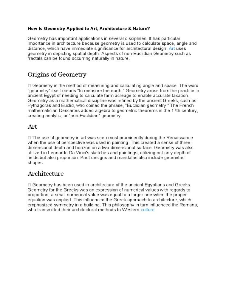 Geometry's Role in Art, Architecture, Nature | PDF