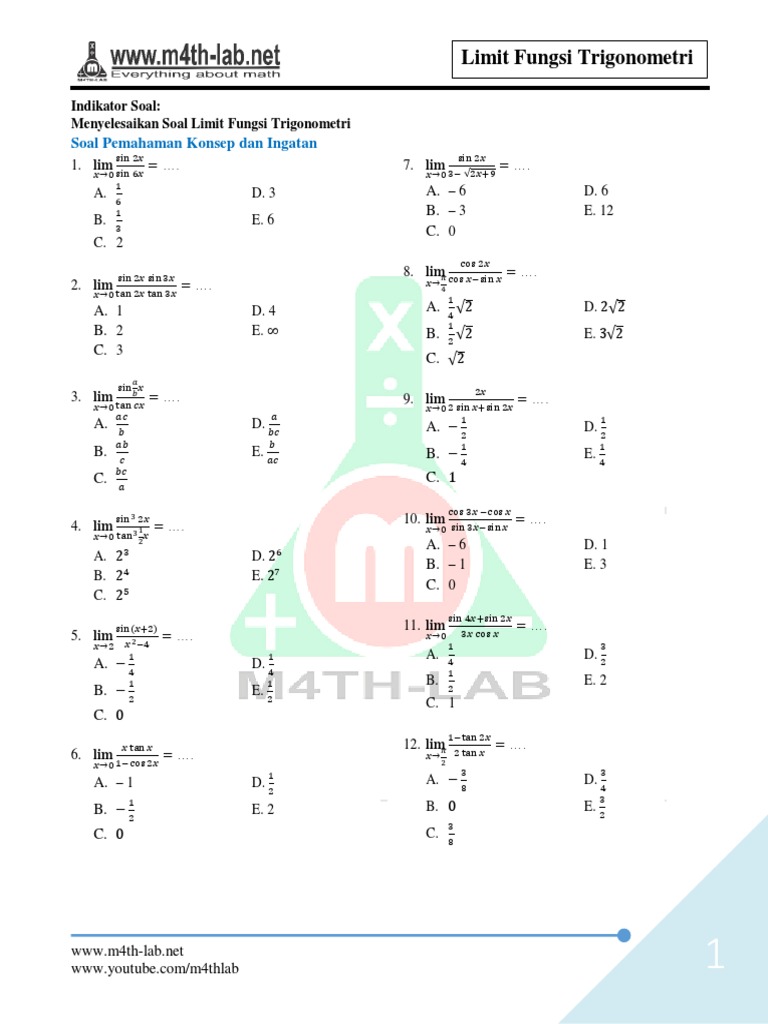 Limit Limit Fungsi Trigonometri 1