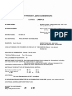 Preparatory Mathematics - 2010 - Semester:1 - Examination For MA1020 - CAIRNS PDF