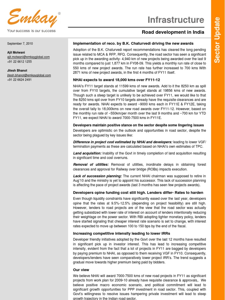 India Road Development Update 2010 | PDF | Public–Private Partnership ...