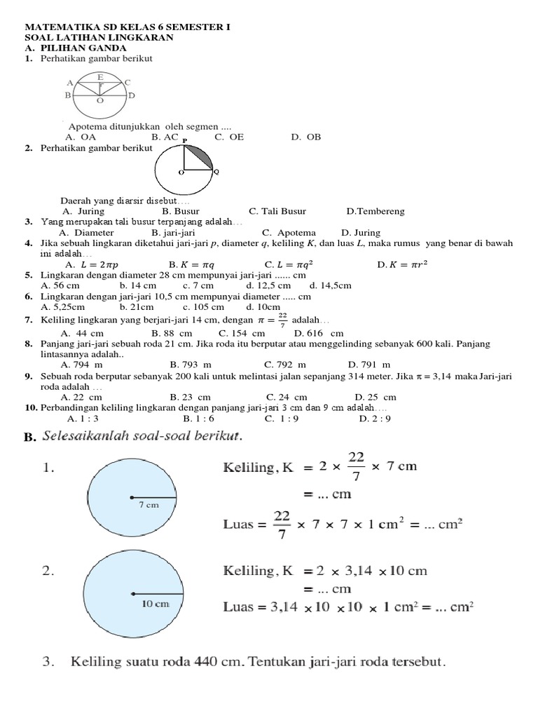 Soal Lingkaran Matematika Kelas 8 Semester 2 Tahun 2018pdf - Guru Sekolah