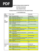 Programme for parliamentary submissions on the amendment of section 25 of the Constitution
