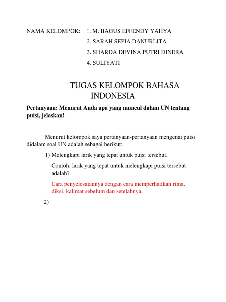 Gratis Unduh Gambar Soal Un Puisi Docx Terbaru by Cikimm.com
