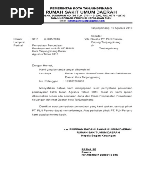 Contoh Surat Penangguhan Pembayaran Listrik Fix