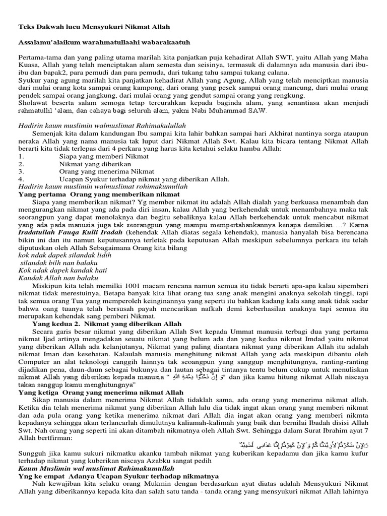Teks Pidato Tentang Mensyukuri Nikmat Allah Terkait Teks