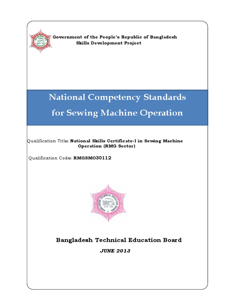 National Competency Standards For Sewing Machine Operation | PDF ...