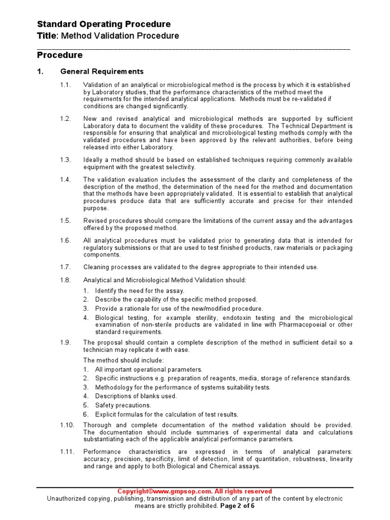 VAL 015 Method Validation Procedure Sample PDF | PDF | Assay | Accuracy ...