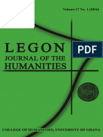 "Religion, Psychology, and Globalization Process: Attitudinal Appraisal" in Legon Journal of The Humanities 2016