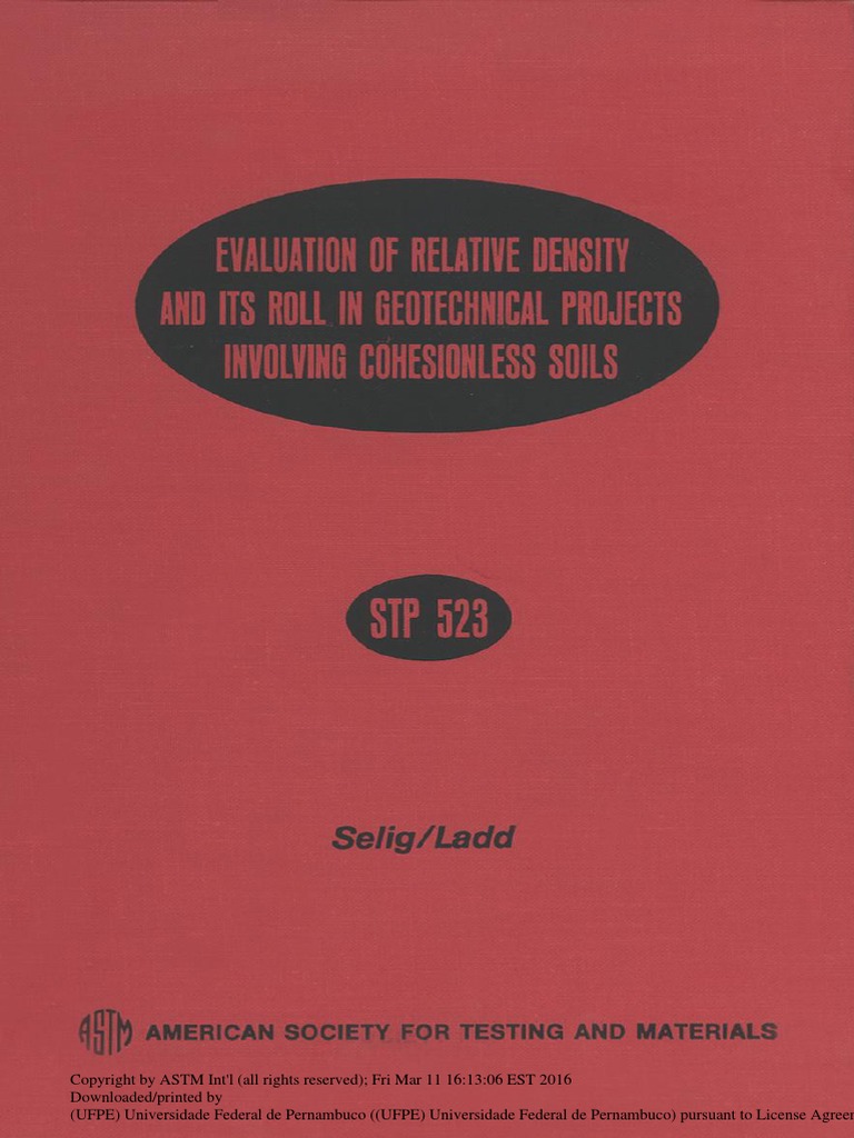 Evaluation of Relative Density and Its Role in Geotechnical Projects  Involving Cohesionless Soils PDF | PDF | Reliability Engineering | Density