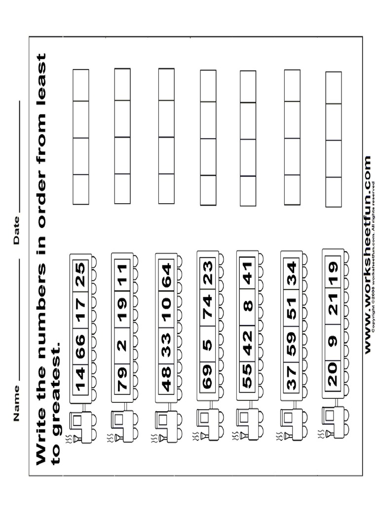 Least To Greatest Numbers Worksheet 3