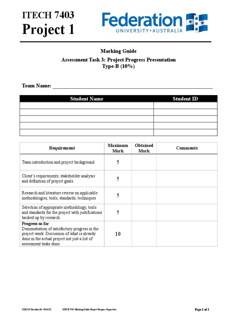 ITECH 7403 Project Progress Presentation Guide | PDF | Evaluation ...